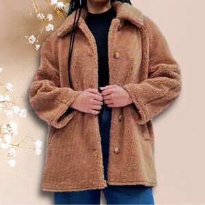 Gap Holiday Brown Sherpa Coat with tags